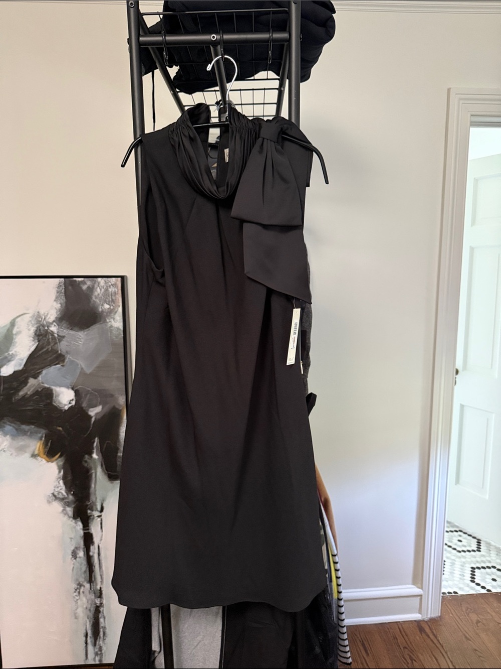 Eliza J Black One-Shoulder Bow-Accent Dress